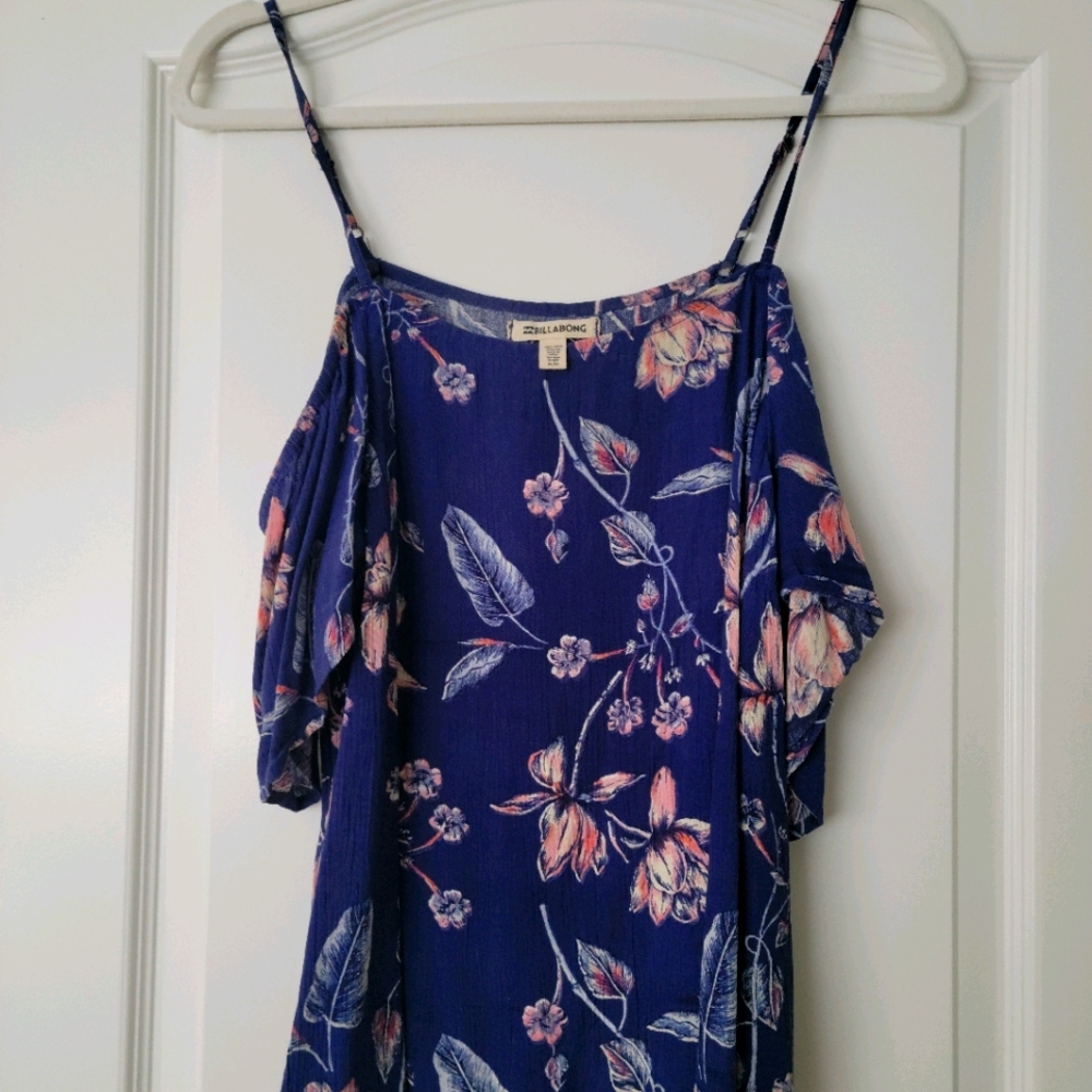Navy open shoulder top